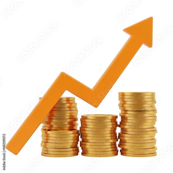 Fototapeta Financial growth graph isolated on transparent background
