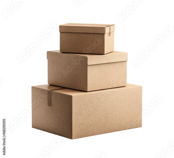 Fototapeta Stacked cardboard boxes, various sizes
