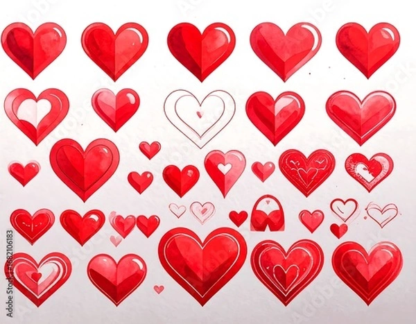 Obraz Collection of stylized hearts