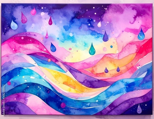 Obraz Colorful abstract painting with water droplets