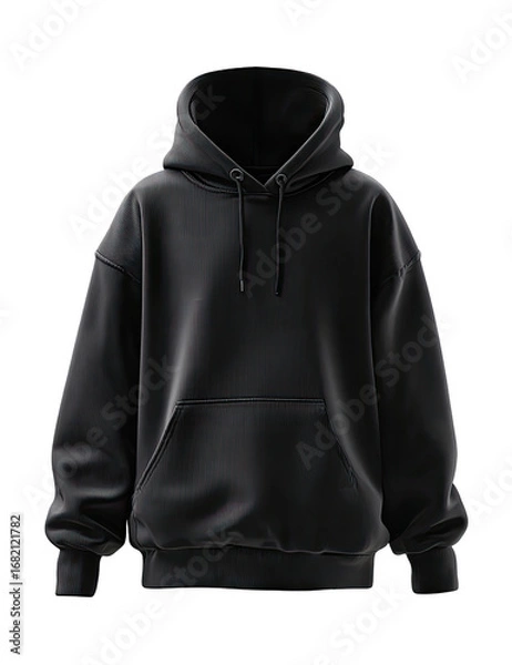 Fototapeta Dark gray hoodie, front view,  oversized