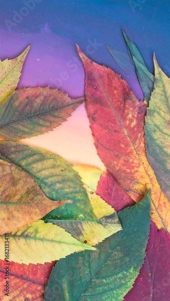 Obraz Colorful autumn leaves in a circle