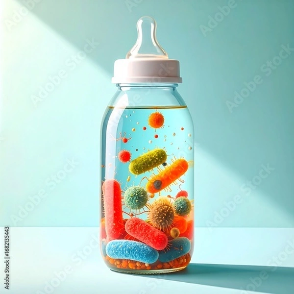 Obraz Colorful bacteria in a baby bottle