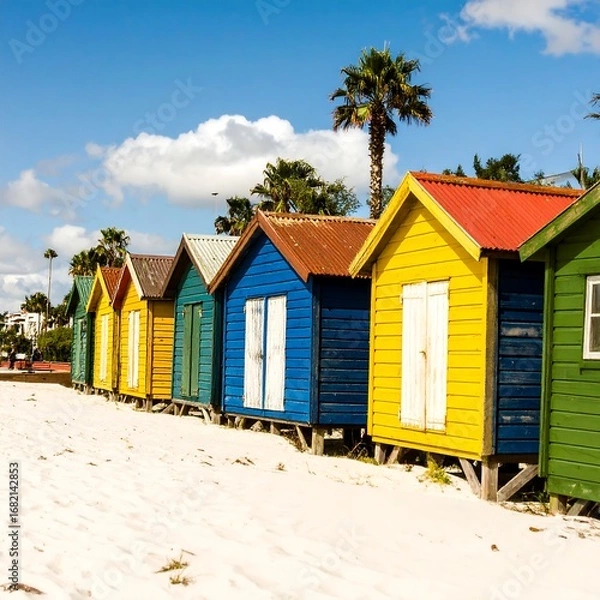 Obraz Colorful beach huts on a sunny day