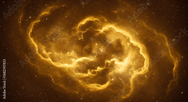 Obraz Vibrant Golden Nebula and Starfield in Deep Space Cosmic Background