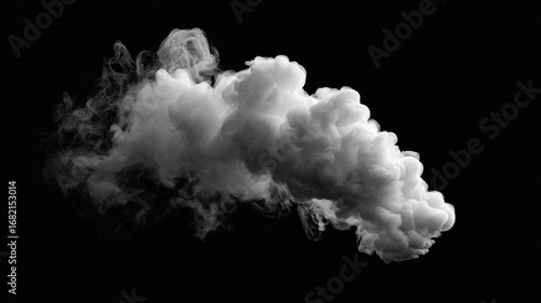 Fototapeta cinematic vapor cloud drifting from dry ice source, realistic texture, subtle motion blur, black background, high resolution fog overlay