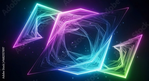 Fototapeta Abstract Neon Triangle Structure