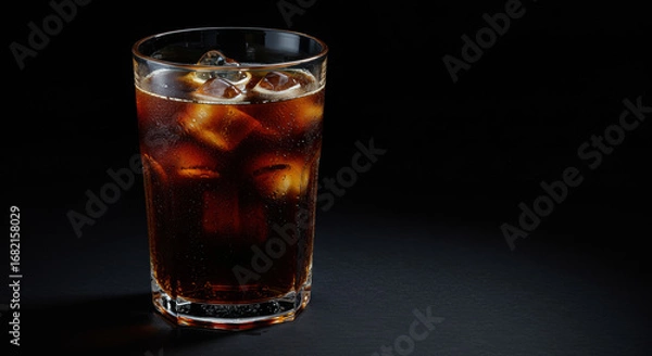 Fototapeta Cold refreshing drink with ice cubes