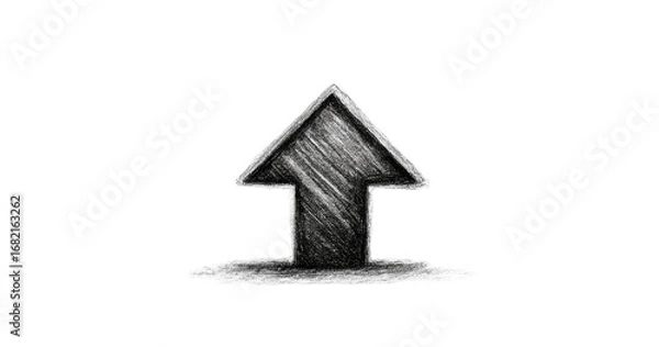 Fototapeta Simple, stylized upward-pointing arrow, hand-drawn effect
