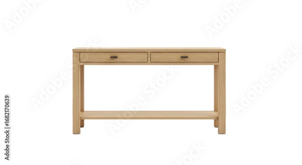 Fototapeta Wooden Console Table with Drawers Isolated on Transparent Background