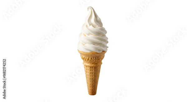 Fototapeta Vanilla Ice Cream Cone Isolated on Transparent Background. American food