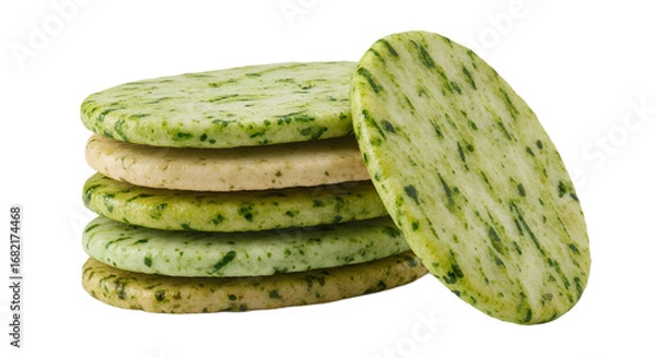 Fototapeta Stack of Rice Crackers Isolated on Transparent Background. Japanese food
