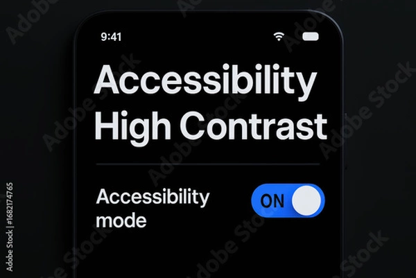 Fototapeta Accessibility high contrast mode on smartphone screen for ai technology impact on social inclusion and usability