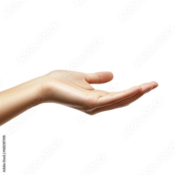Obraz Open Hand Gesture Isolated On Transparent Background Showing Skin Texture and Fine Details of Palm and Fingers