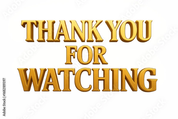 Fototapeta thank you for watching text gold metal on png transparent isolated background