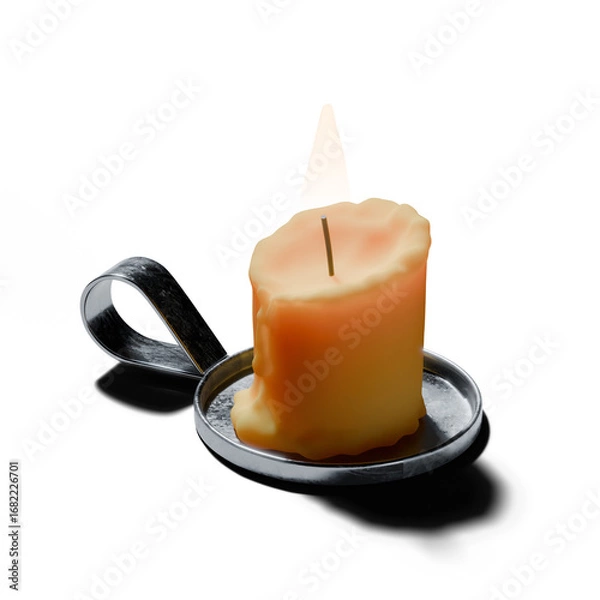 Obraz Candle on teacup Candle Holder, transparency on background.