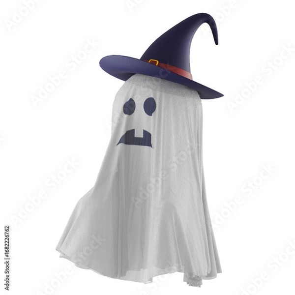 Obraz Fabric cute funny Ghost character isolate on transparent background.