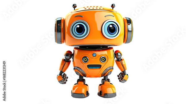 Fototapeta smiling robot on white background