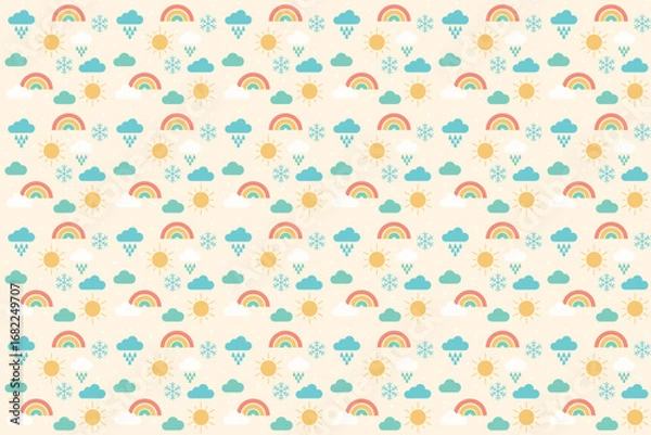 Obraz Cute Cloud Rainbow Rain Seamless Pattern