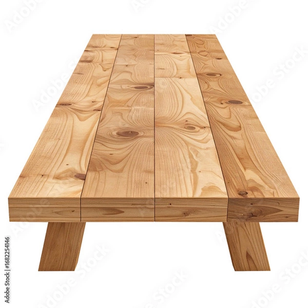 Fototapeta Minimalist Wooden Table Made from Natural Planks Isolated on Transparent Background