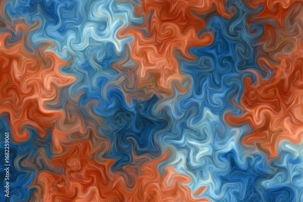 Fototapeta Abstract swirling pattern in blues and oranges