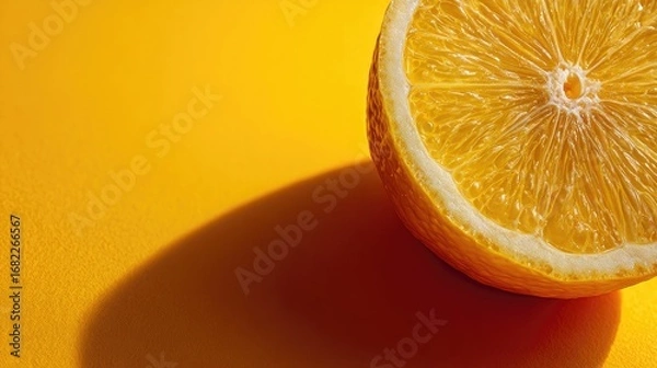 Fototapeta Close-up citrus slice on vibrant yellow background