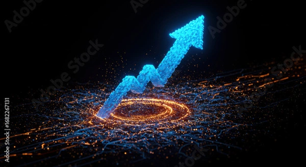 Obraz Futuristic Growth Chart with Digital Particles
