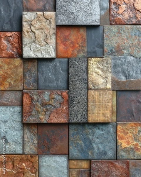 Fototapeta Abstract stone tiles in various shades