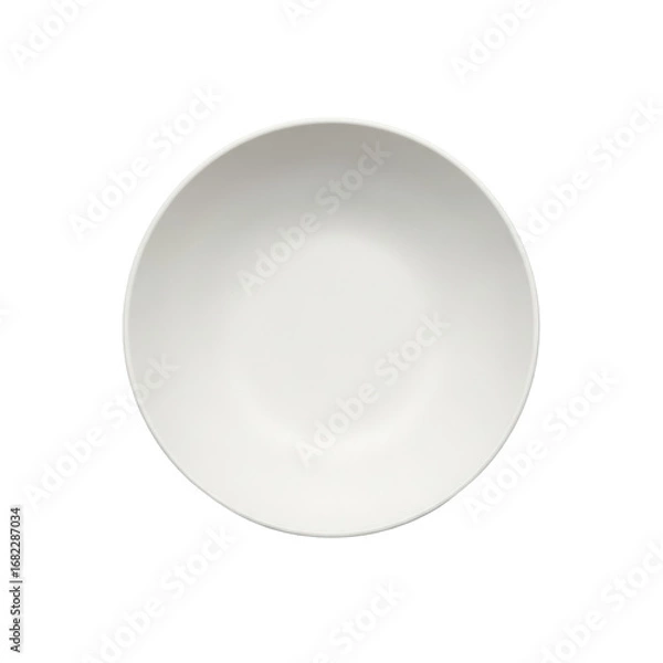 Obraz Circular White Ceramic Bowl Isolated on Transparent Background Top View