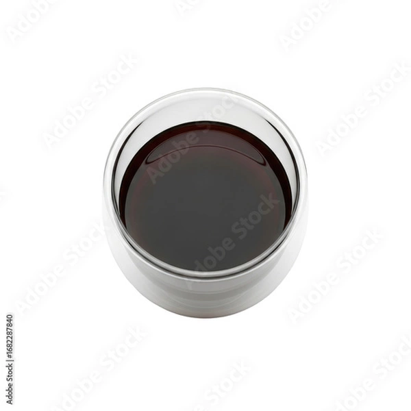 Obraz Overhead View of Wine Glass Filled with Red Liquid against a Transparent Background