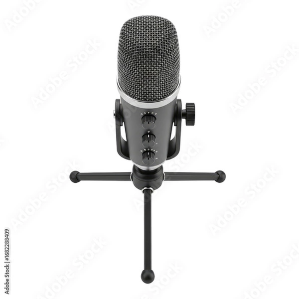 Obraz Modern Black Microphone Isolated On A Transparent Background Recording Studio Equipment Design