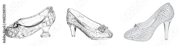 Obraz Elegant High Heel Shoes In Various Perspectives Against Transparent Background