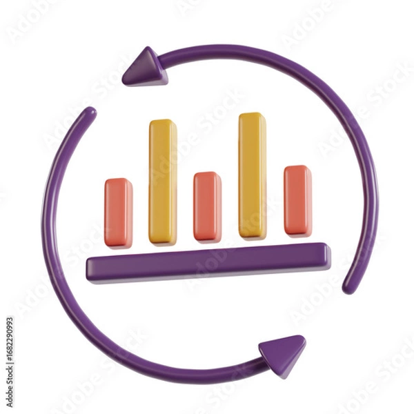 Fototapeta 3d icon rendering round bar chart