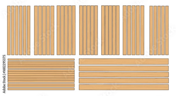 Fototapeta Natural wood slat panel textures for interior design and architectural visualization projects
