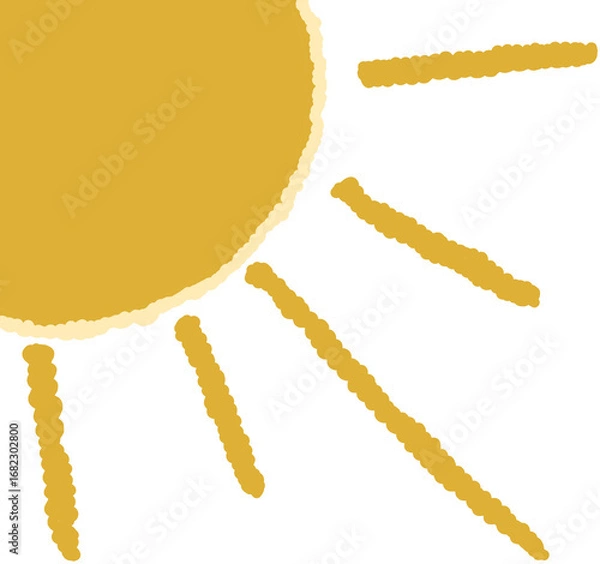 Fototapeta yellow, sun, sunny, bright, cheerful, doodle, drawing, illustration, sky, weather, nature, abstract, art, graphic, design, simple, minimal, round, ray, light, energy, warm, heat, positive, happy, joyf