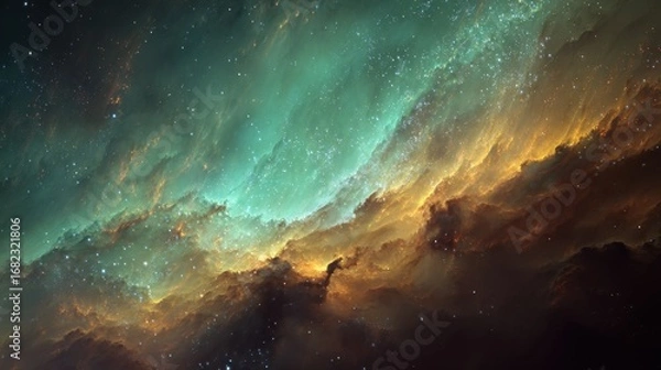 Fototapeta Stunning Cosmic Scene with Swirling Clouds and Stars in Space