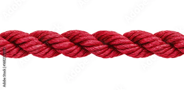 Fototapeta Close-up of a crimson rope.  Textured, twisted strands create a vibrant, bold design
