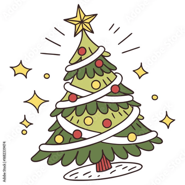 Fototapeta christmas tree vector illustration