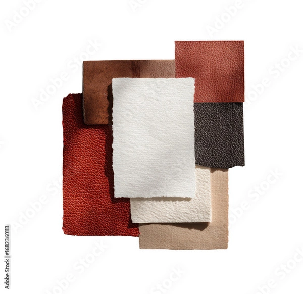 Fototapeta Assorted fabric swatches in warm autumnal colors