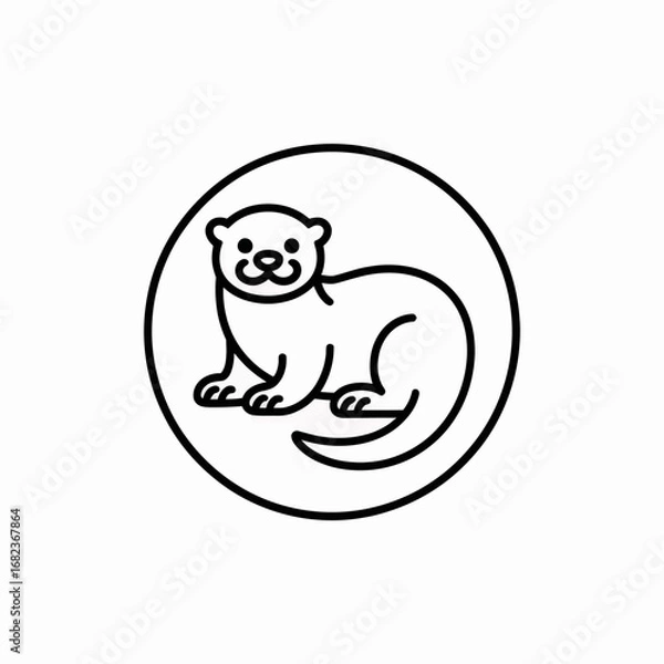 Fototapeta Cute otter line art icon in a circle