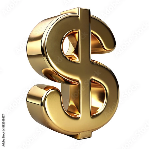 Fototapeta  A high-quality 3D render of a shiny golden dollar sign.