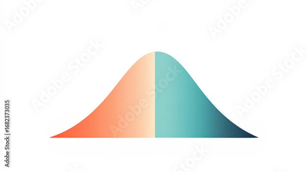Obraz A symmetrical bell curve split into two colors, representing a distribution, possibly related to data analysis or statistics
