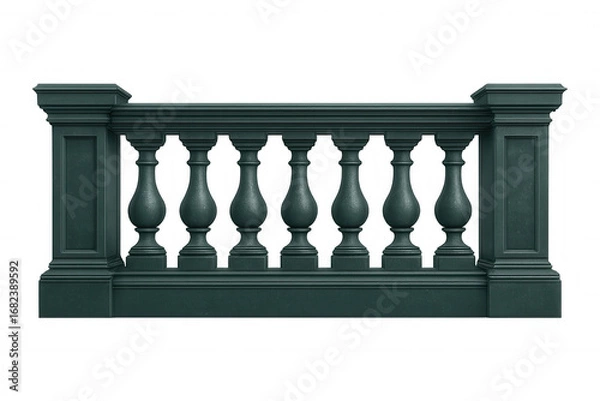 Fototapeta Architectural green balustrade standing against transparent backdrop, offering clean design element for rendering and visual composition needs