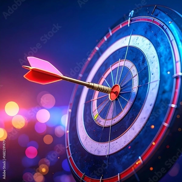 Fototapeta Dart hitting bullseye on target