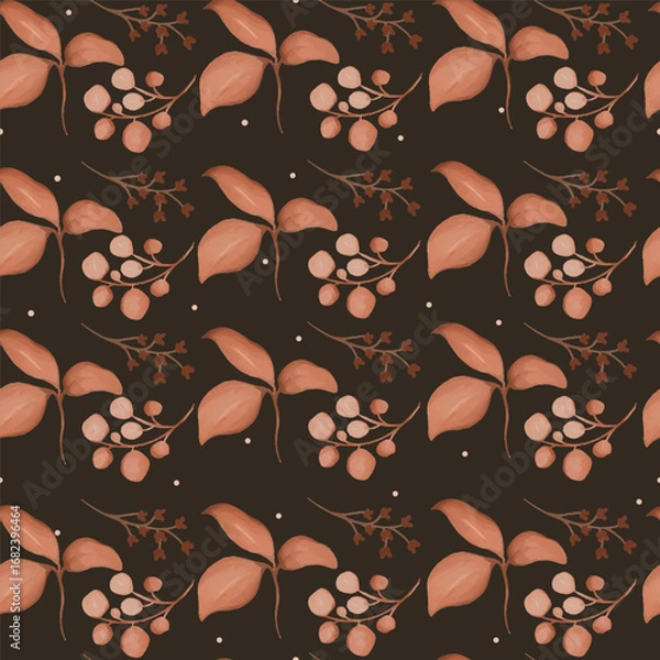 Fototapeta enchanted leave watercolor seamless pattern for background
