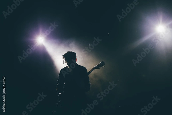 Obraz Guitarist silhouette on a stage