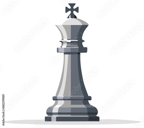 Fototapeta Solitary chess king piece featuring a cross emblem. Reflective surface, vector style illustration of single chess king figure.