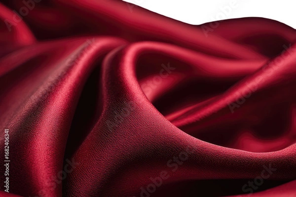 Fototapeta Close-up of rich burgundy silk fabric draped in flowing waves
