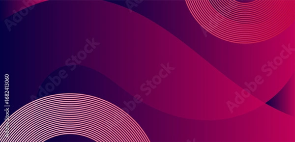 Fototapeta Abstract violet & magenta background w/ curvy shapes & circle patterns in corners