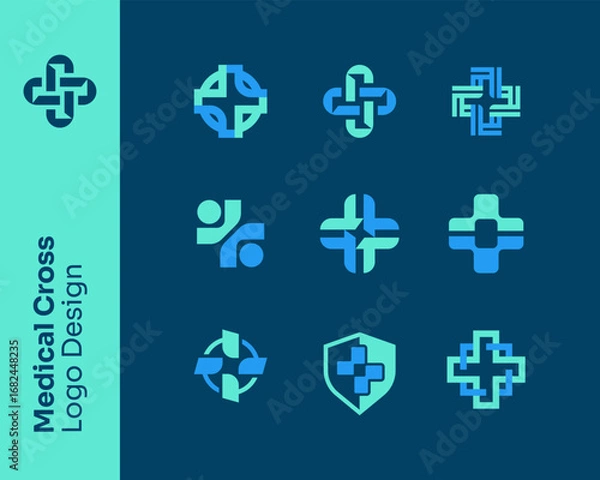 Fototapeta Medical Cross Logo Designs Collection Healthcare Branding Icons